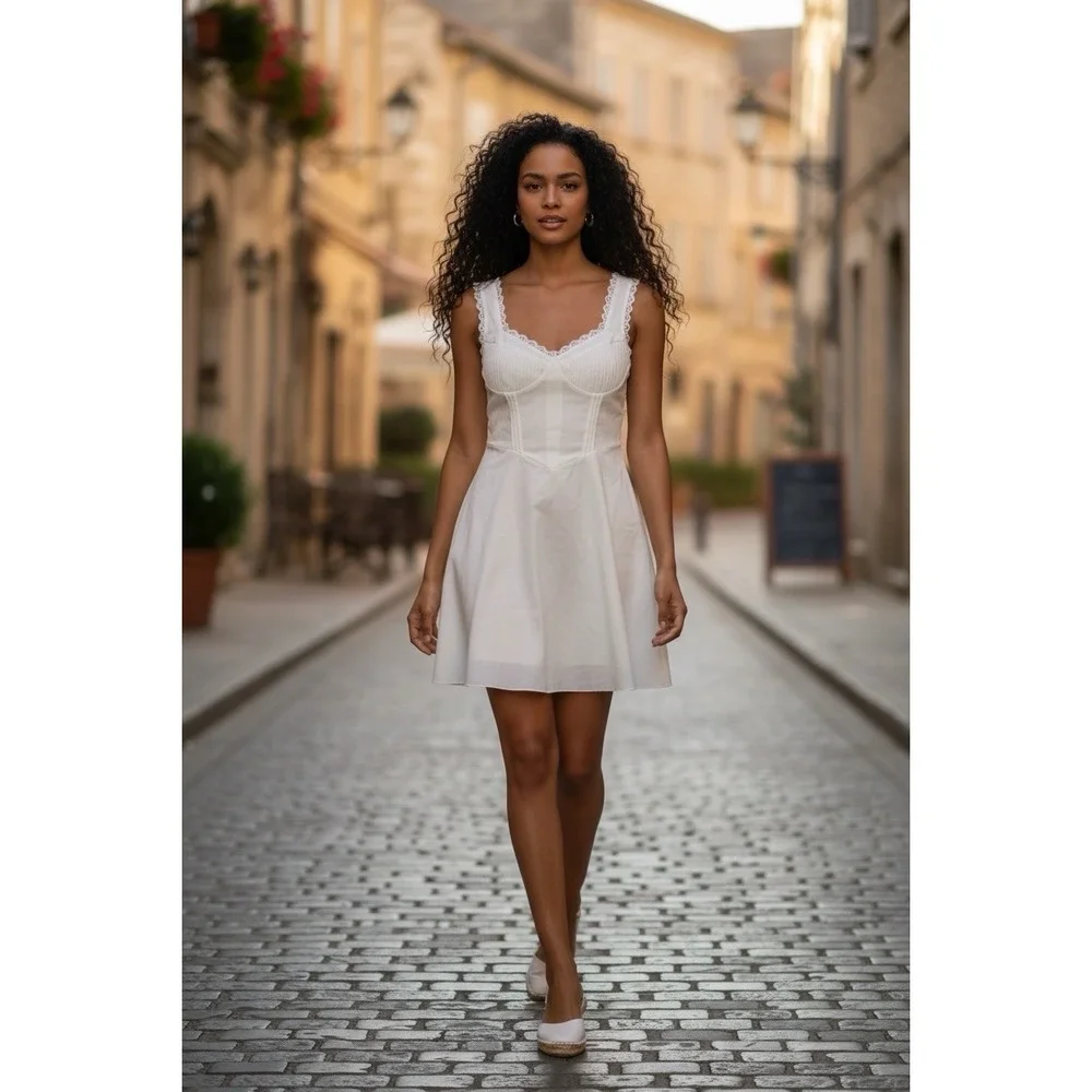 Sth Cute Babydoll Mini Dress, White, Size Small - Picture 15 of 16